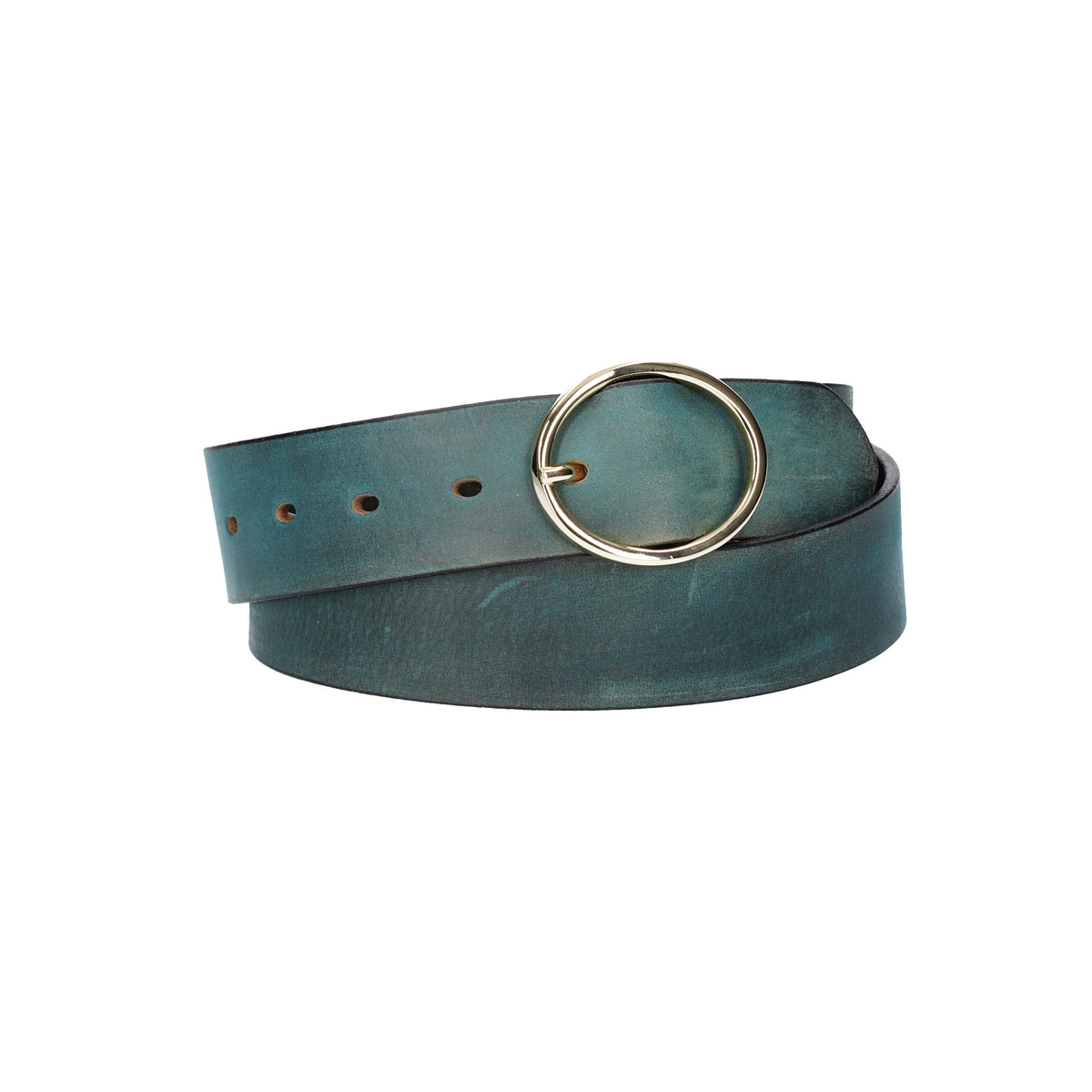 Ledergürtel Blau|Petrol 40mm mit goldener Vollschließe - leder-accessoires.com