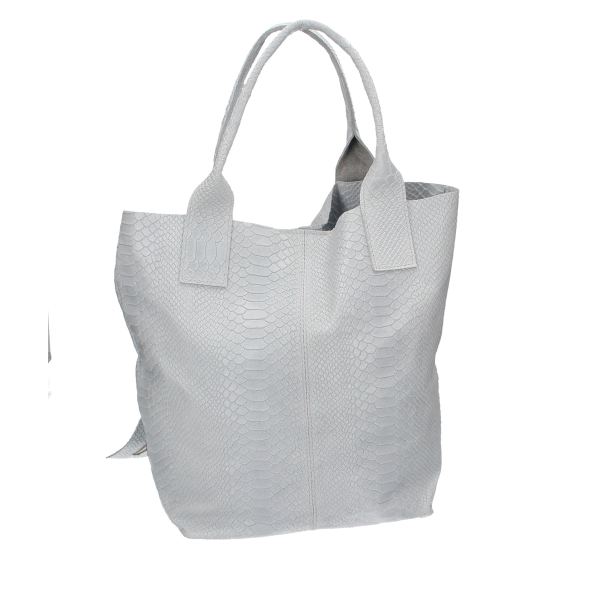 SALE Shopper in Hellgrau mit Kroko-Optik aus Leder - leder-accessoires.com