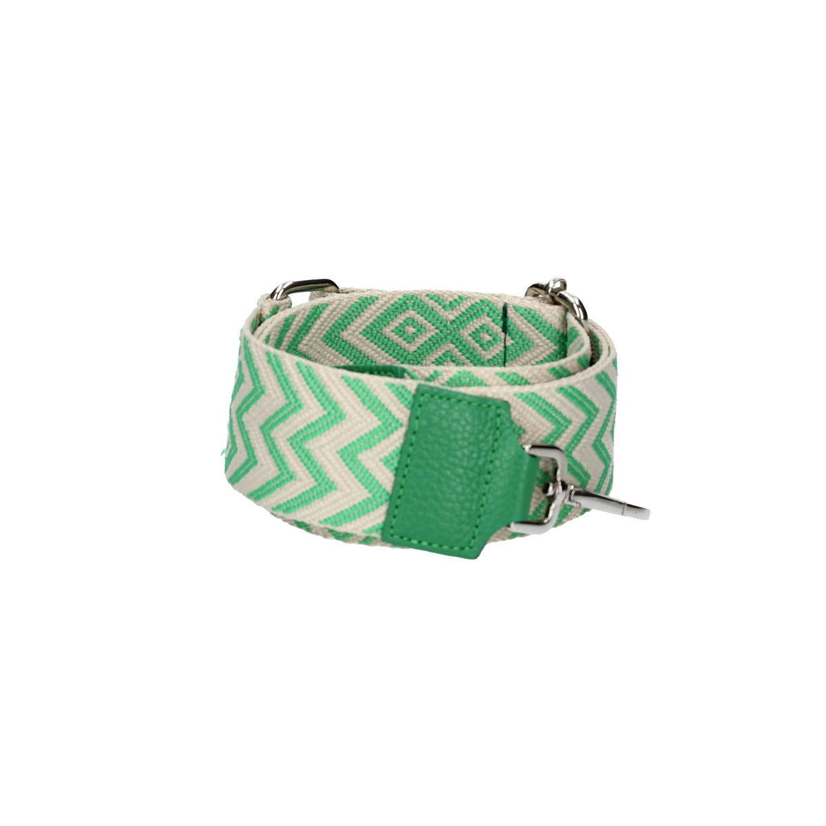 Taschenriemen|Wechselriemen in Grün gezackt mit Karabiner Silber - leder-accessoires.com