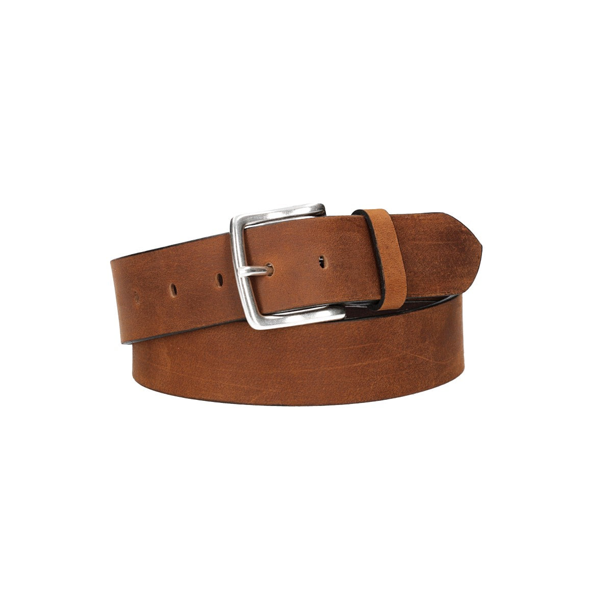 Ledergürtel Cognac 45mm mit Dornschließe in Silber - leder-accessoires.com