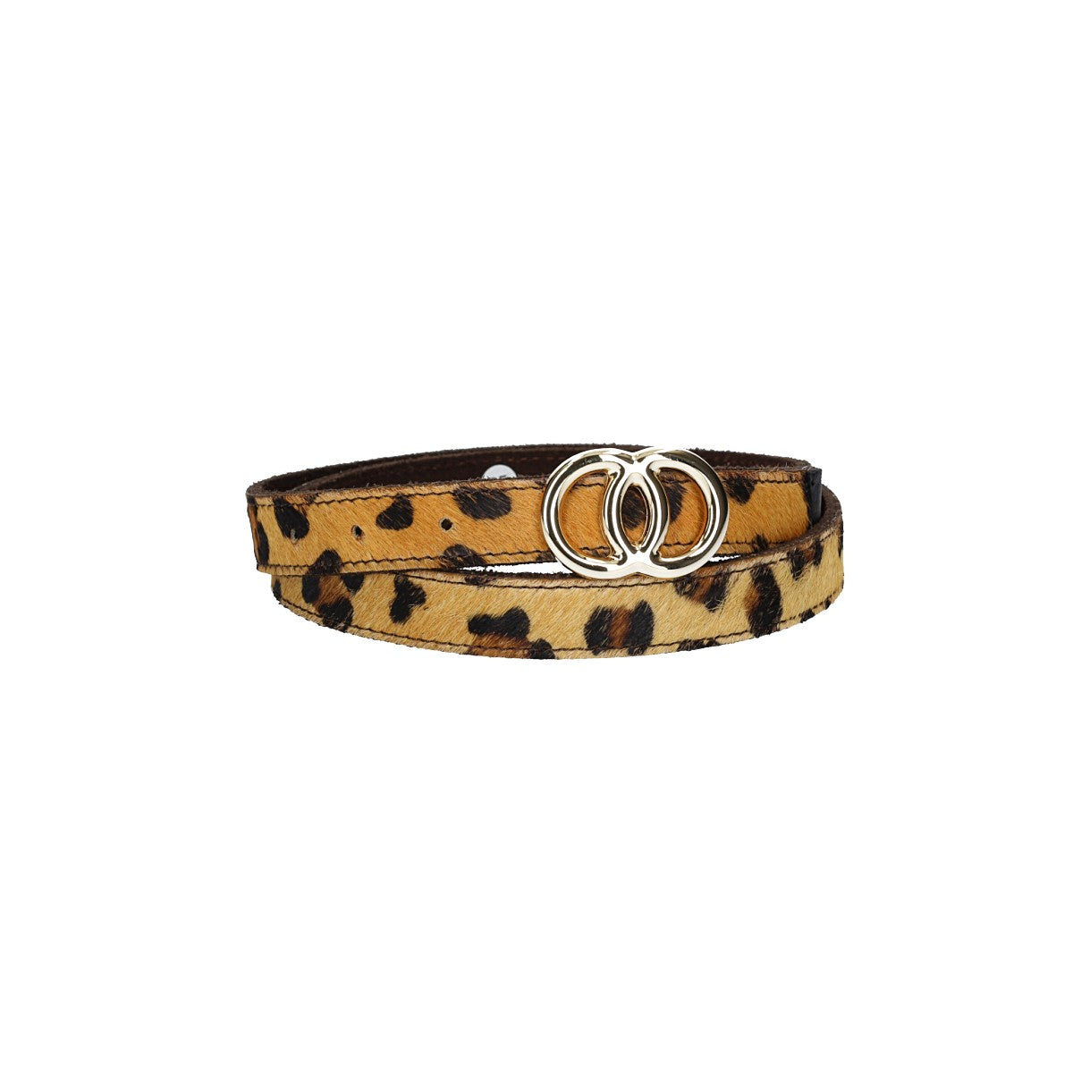 Fellgürtel 20mm in Leoparden-Optik mit Schließe in Light-Gold - leder-accessoires.com