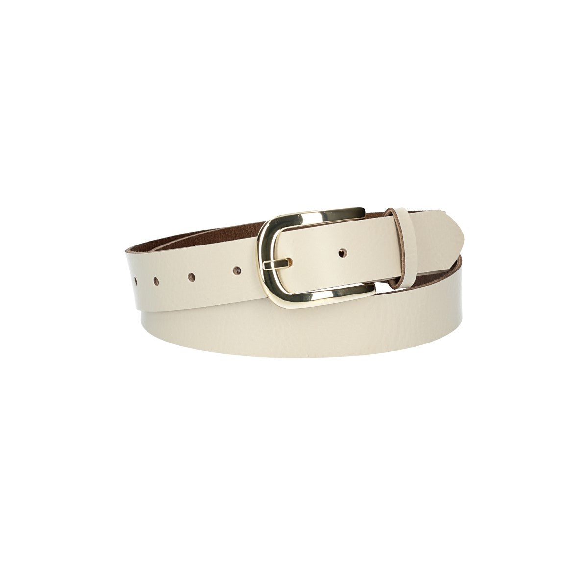 Ledergürtel 30mm in Beige mit Dornschließe in Gold - leder-accessoires.com