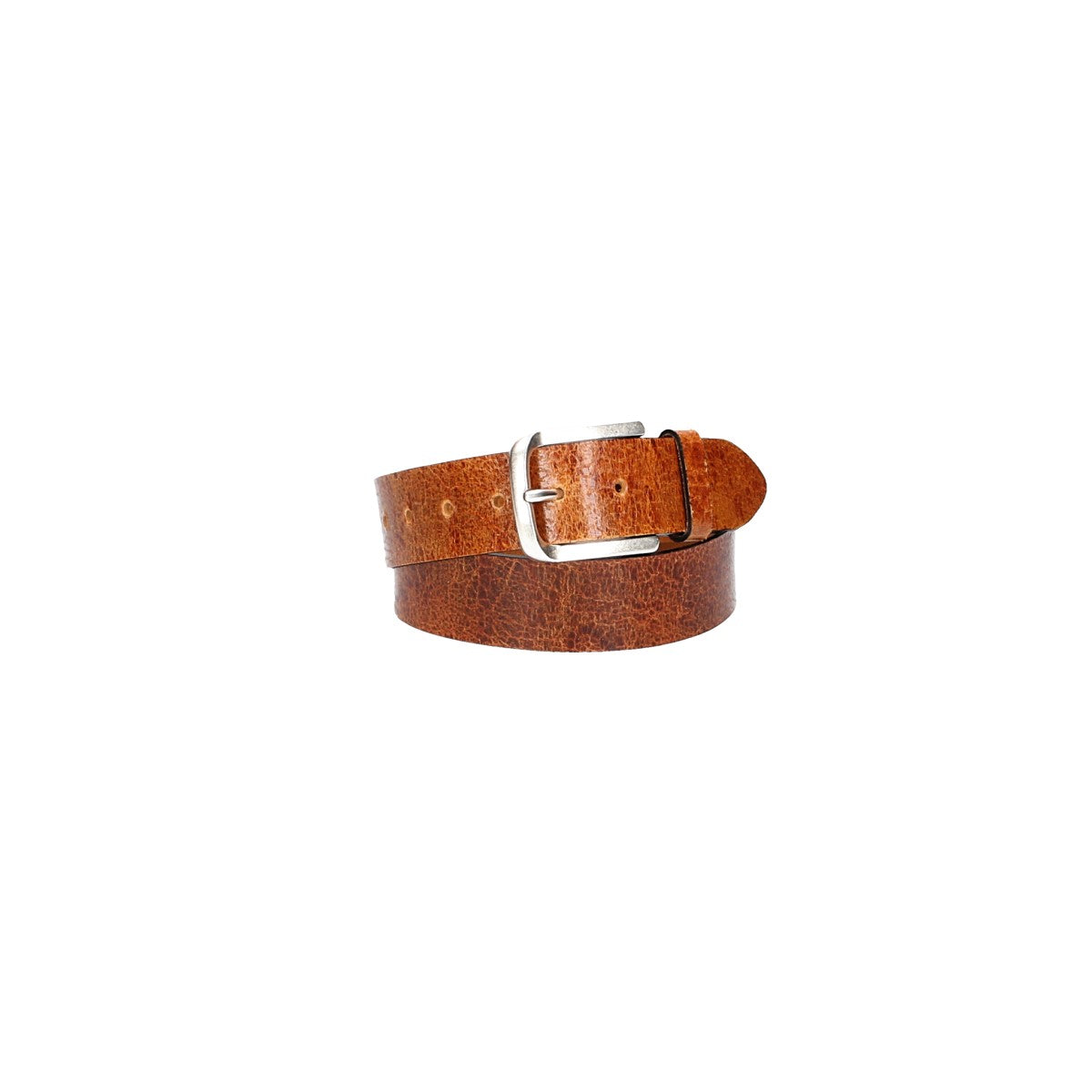 Ledergürtel 40mm Cognac gecrashte Optik mit Dornschließe in Silber - leder-accessoires.com
