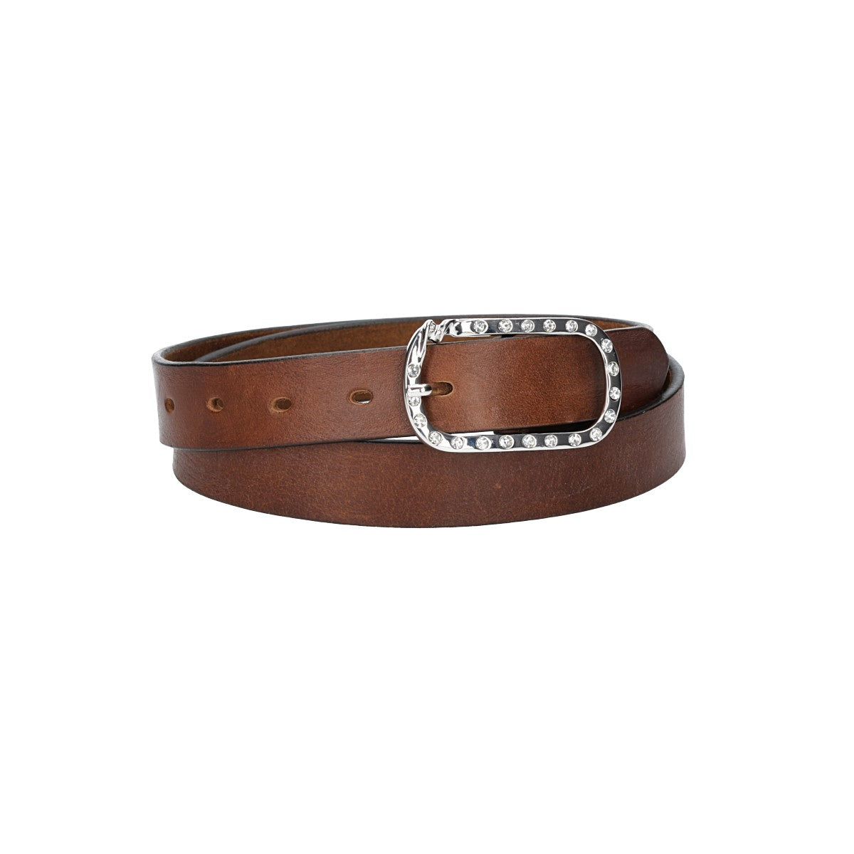 Ledergürtel 30mm in Braun mit Strass-Schließe in Silber - leder-accessoires.com