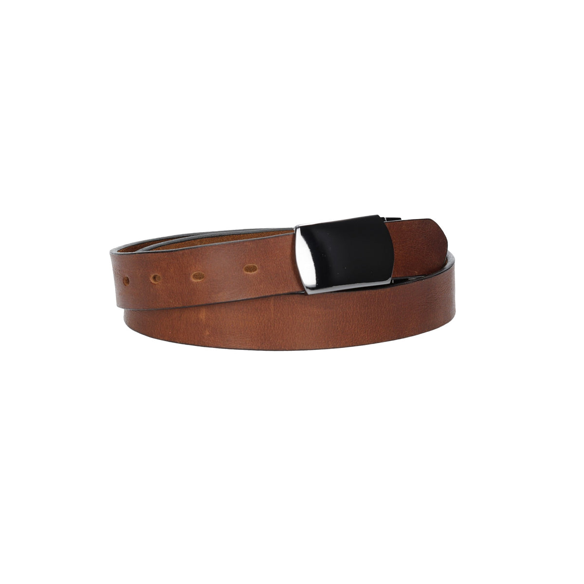 Ledergürtel Cognac 30mm mit Koppelschließe in glänzend Schwarz - leder-accessoires.com