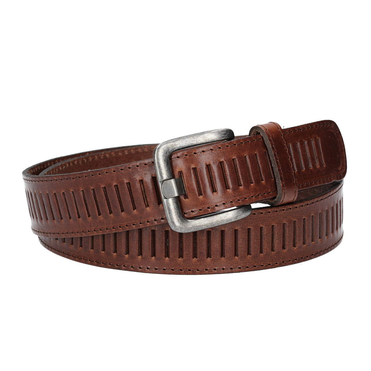 Ledergürtel 40mm stufenlos verstellbar in Braun - leder-accessoires.com