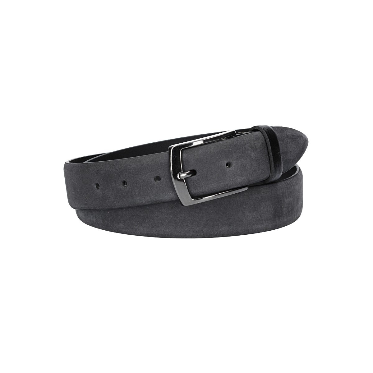 Herren-|Anzugsgürtel 35mm in Schwarz aus Nubukleder bombiert - leder-accessoires.com