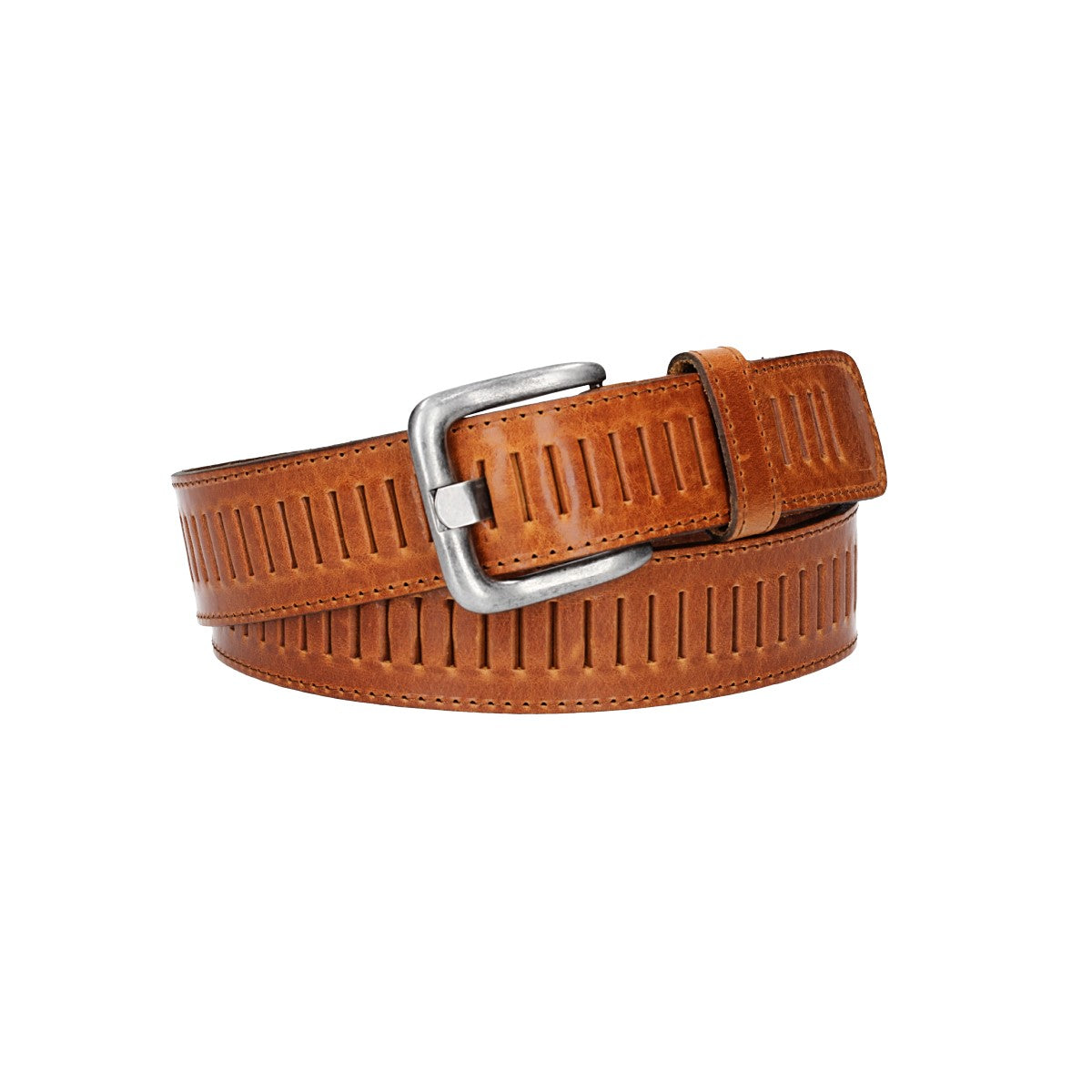 Ledergürtel 40mm stufenlos verstellbar in Cognac - leder-accessoires.com
