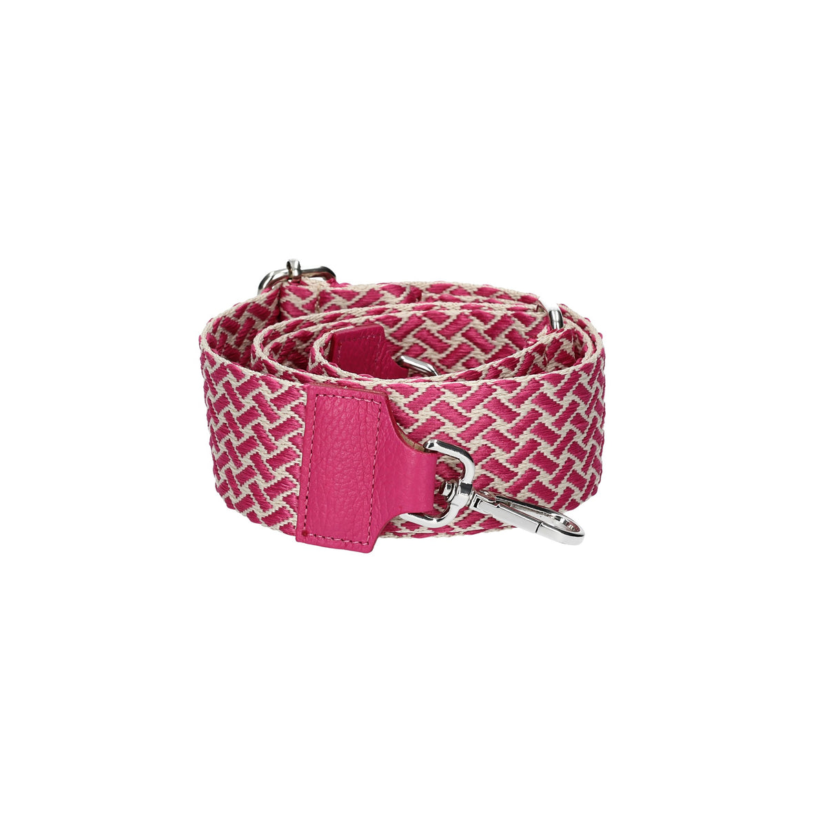 Taschenriemen|Wechselriemen in Rosa|Beige mit Karabiner Silber - leder-accessoires.com