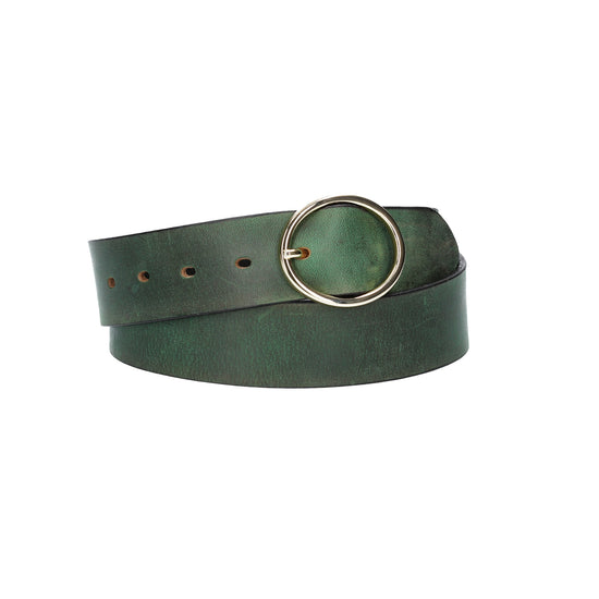 Ledergürtel Grün 40mm mit goldener Vollschließe - leder-accessoires.com