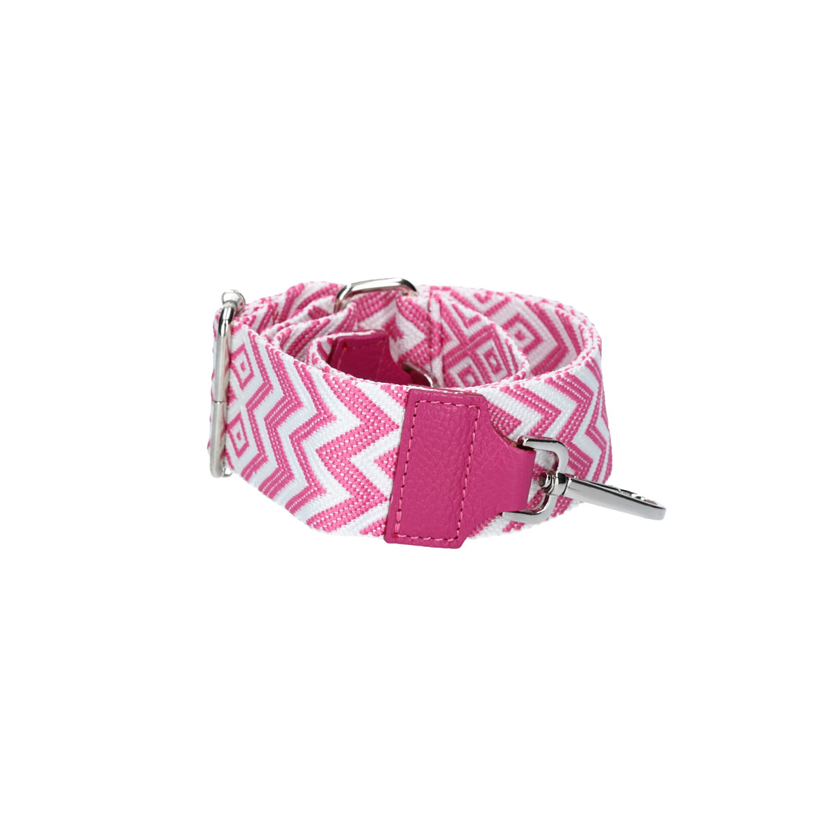 Taschenriemen|Wechselriemen in Rosa|Gezackt mit Karabiner Silber - leder-accessoires.com