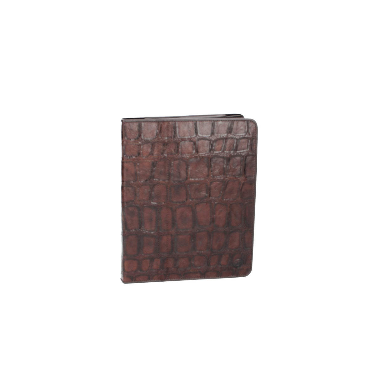 Tablethülle 19 x 24 cm Braun aus Leder mit Krokoprägung - leder-accessoires.com
