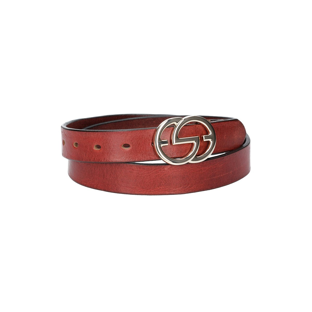 Ledergürtel 30mm in Rot mit GG-Schließe in Light Gold - leder-accessoires.com