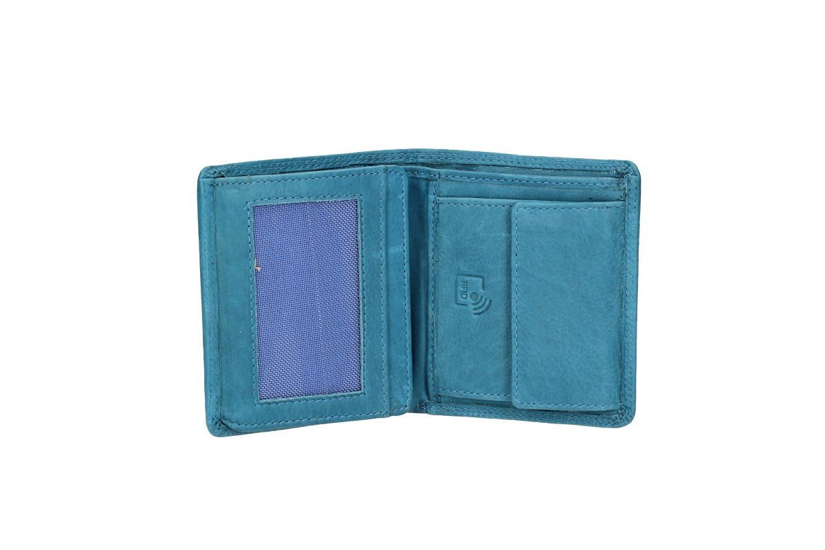Geldbörse Hochformat klein in Türkis aus Leder - leder-accessoires.com