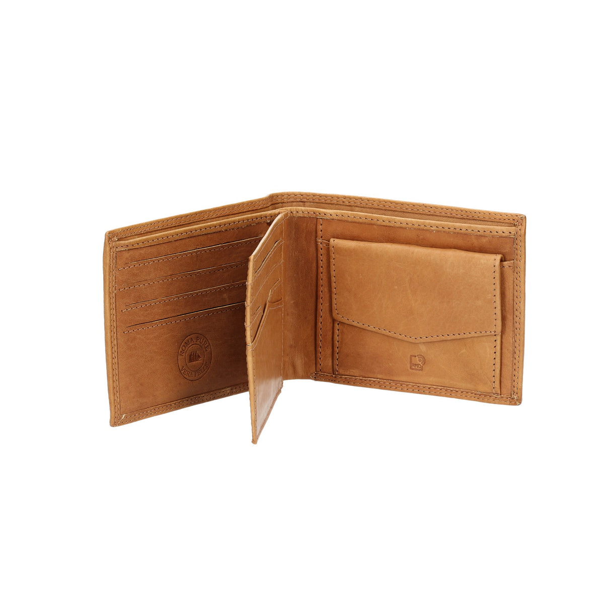 Geldbörse Querformat mit Klappe in Cognac aus Leder - leder-accessoires.com