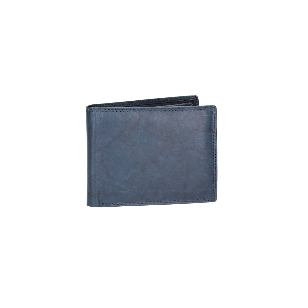 Geldbörse Querformat mit Klappe in Blau aus Leder - leder-accessoires.com