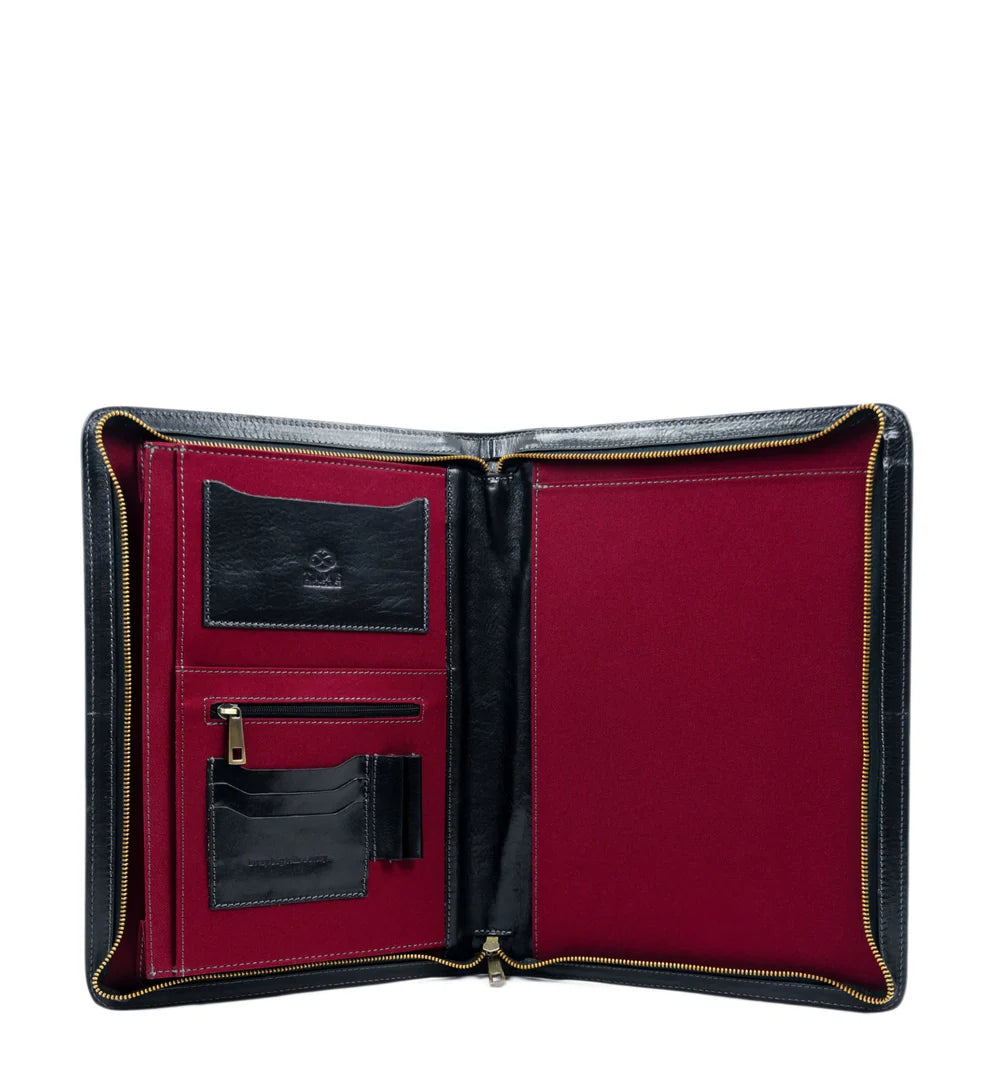 Dokumentenmappe-| Organizer A4 in Schwarz mit Reißverschluss - leder-accessoires.com