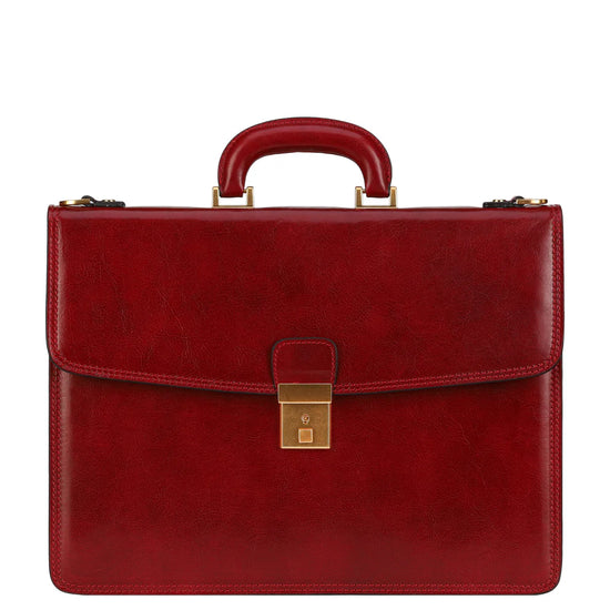 Dokumententasche 39,5 x 29,5m in Rot aus Leder mit Überschlag und Schloss - leder-accessoires.com