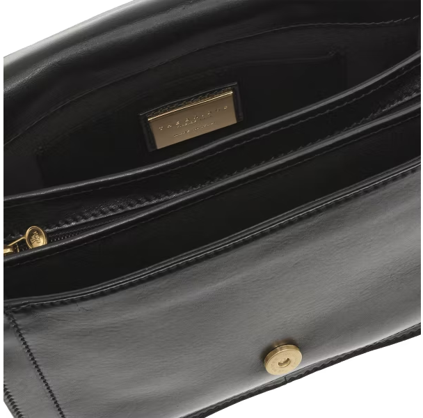 Umhängetasche The Bridge mit Überschlag in Schwarz aus Leder - leder-accessoires.com