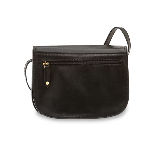 Umhängetasche The Bridge mit Überschlag in Schwarz aus Leder - leder-accessoires.com