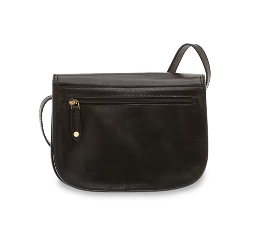 Umhängetasche The Bridge mit Überschlag in Schwarz aus Leder - leder-accessoires.com