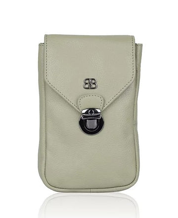 Handytasche aus Leder in Oliv mit Überschlag und Steckschloss - leder-accessoires.com