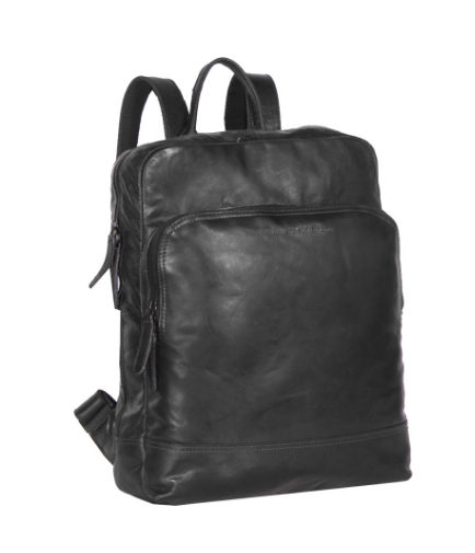Rucksack mit Vortasche aus Leder in Schwarz - leder-accessoires.com
