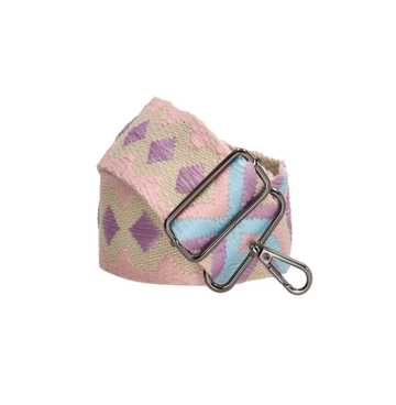 Taschenriemen | Wechselriemen in Beige|Rosa aus Baumwolle mit Karabiner - leder-accessoires.com