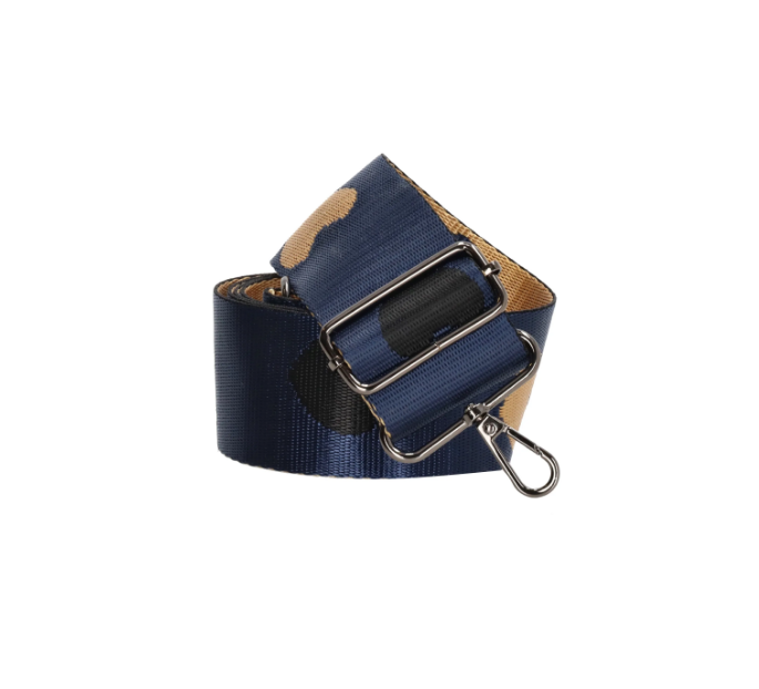 Taschenriemen | Wechselriemen in Blau|Beige mit Camouflage-Muster - leder-accessoires.com