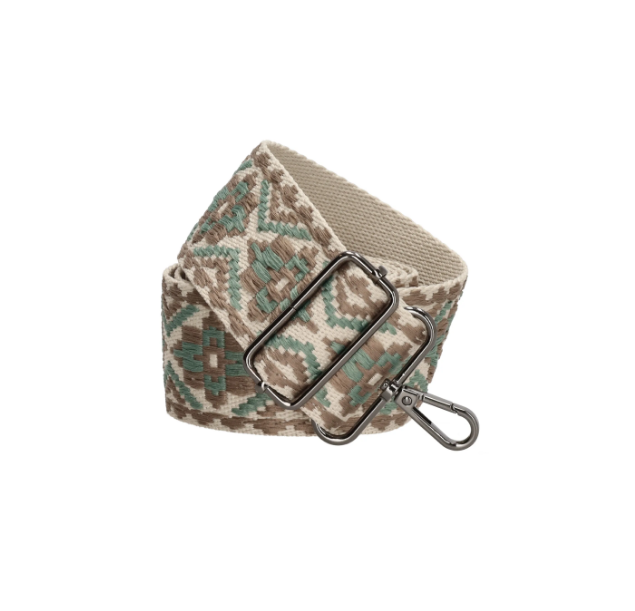 Taschenriemen | Wechselriemen Mint|Beige mit Muster aus Baumwolle - leder-accessoires.com