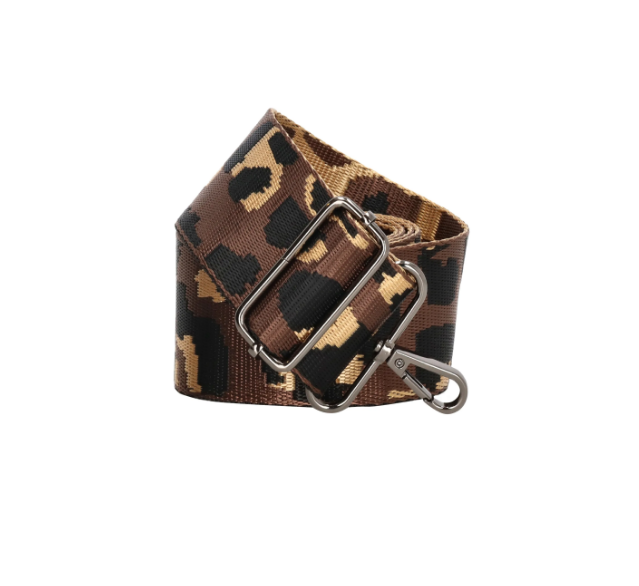 Taschenriemen | Wechselriemen in Beige|Braun mit Leoparden-Muster - leder-accessoires.com