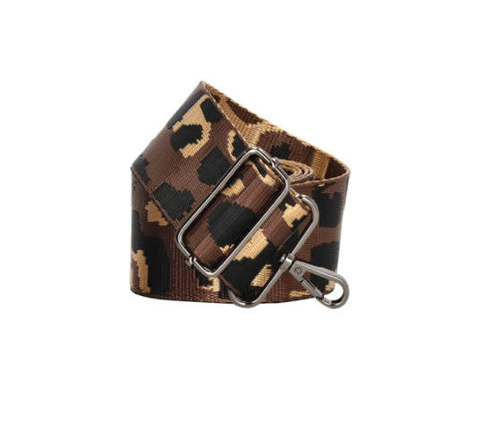 Taschenriemen | Wechselriemen in Beige|Braun mit Leoparden-Muster - leder-accessoires.com