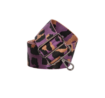 Taschenriemen | Wechselriemen in Lila|Braun mit Leoparden-Muster - leder-accessoires.com
