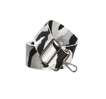Taschenriemen | Wechselriemen in Schwarz|Weiß mit Leoparden-Muster - leder-accessoires.com