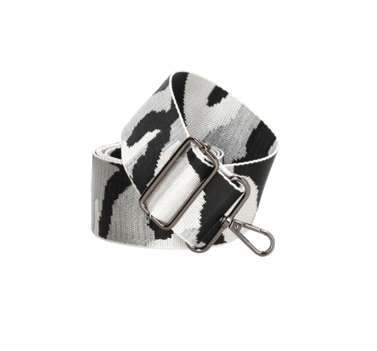 Taschenriemen | Wechselriemen in Schwarz|Weiß mit Leoparden-Muster - leder-accessoires.com