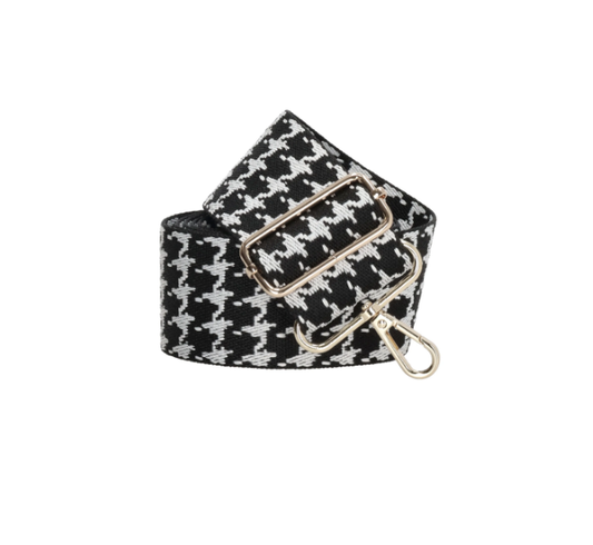 Taschenriemen | Wechselriemen in Schwarz|Weiß mit Muster aus Baumwolle - leder-accessoires.com