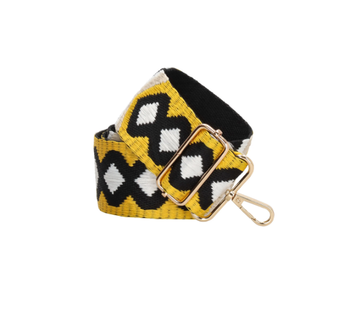 Taschenriemen | Wechselriemen in Gelb|Schwarz mit Vintage-Muster - leder-accessoires.com