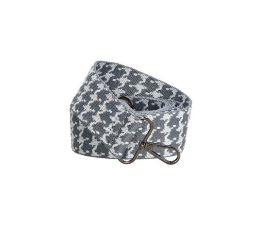 Taschenriemen | Wechselriemen in Grau|Weiß aus Baumwolle mit Karabiner - leder-accessoires.com