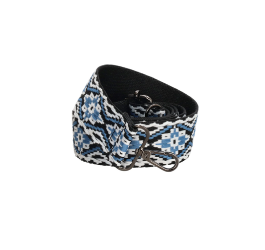 Taschenriemen | Wechselriemen im Boho-Muster Blau|Schwarz - leder-accessoires.com
