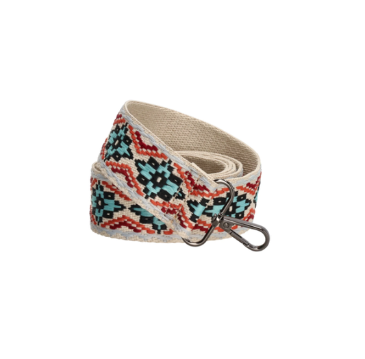 Taschenriemen | Wechselriemen im Boho-Muster Beige|Rot - leder-accessoires.com