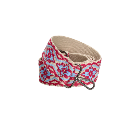 Taschenriemen | Wechselriemen im Boho-Muster Beige|Rot - leder-accessoires.com