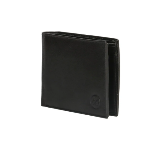 Geldbörse Querformat mit Riegel in Schwarz aus Leder - leder-accessoires.com