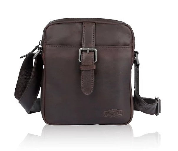 Umhängetasche aus Leder in Braun mit Reißverschluss - leder-accessoires.com