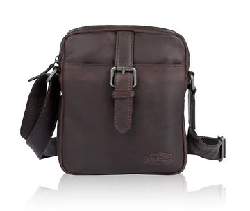 Umhängetasche aus Leder in Braun mit Reißverschluss - leder-accessoires.com