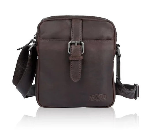 Umhängetasche aus Leder in Braun mit Reißverschluss - leder-accessoires.com
