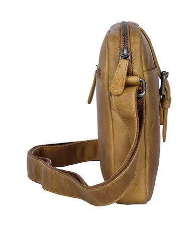 Umhängetasche aus Leder in Cognac mit Reißverschluss - leder-accessoires.com