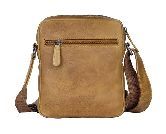 Umhängetasche aus Leder in Cognac mit Reißverschluss - leder-accessoires.com