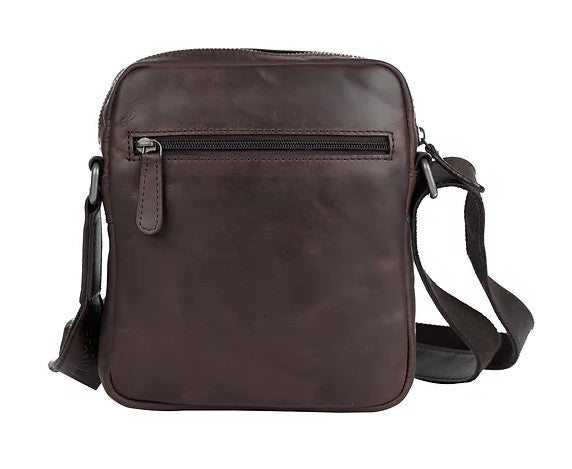 Umhängetasche aus Leder in Braun mit Reißverschluss - leder-accessoires.com