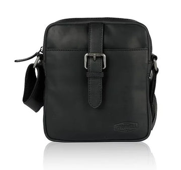 Umhängetasche aus Leder in Schwarz mit Reißverschluss - leder-accessoires.com