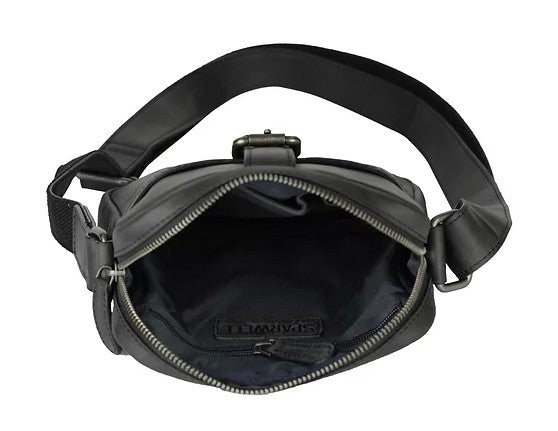 Umhängetasche aus Leder in Schwarz mit Reißverschluss - leder-accessoires.com